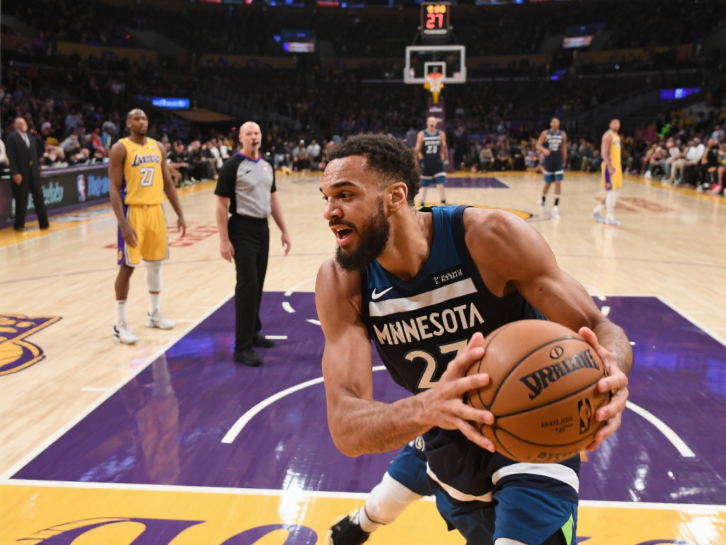 戈贝尔统治内线砍27分24板 湖人首轮不敌森林狼出局 湖人队季后赛首轮的比赛意外告终,这场焦点